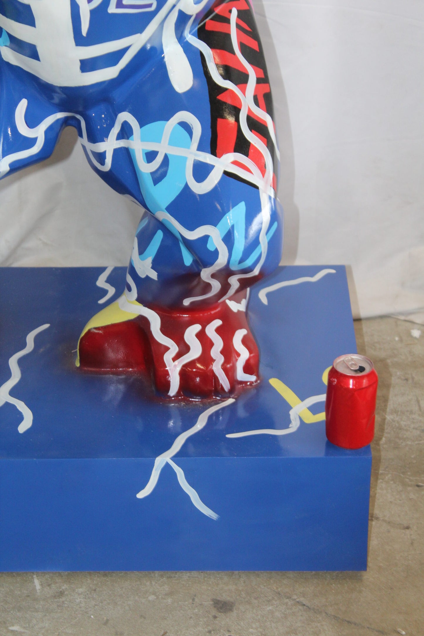 King Kong With Barrell Modern Graffiti Resin Statue on Base 47" x 21" x 60"H