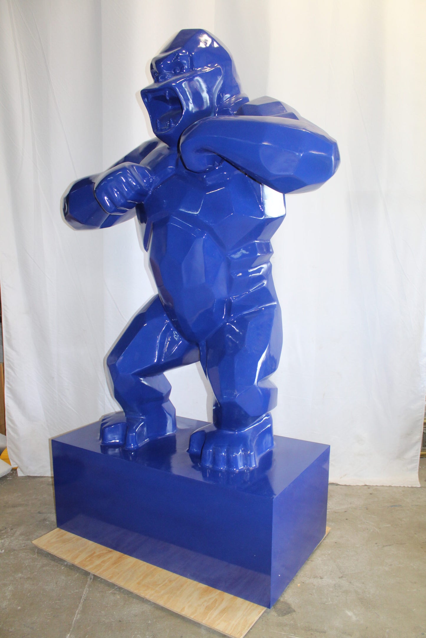 Iconic King Kong Resin Blue Giant Statue in Blue on Base 60" x 27" x 89"H