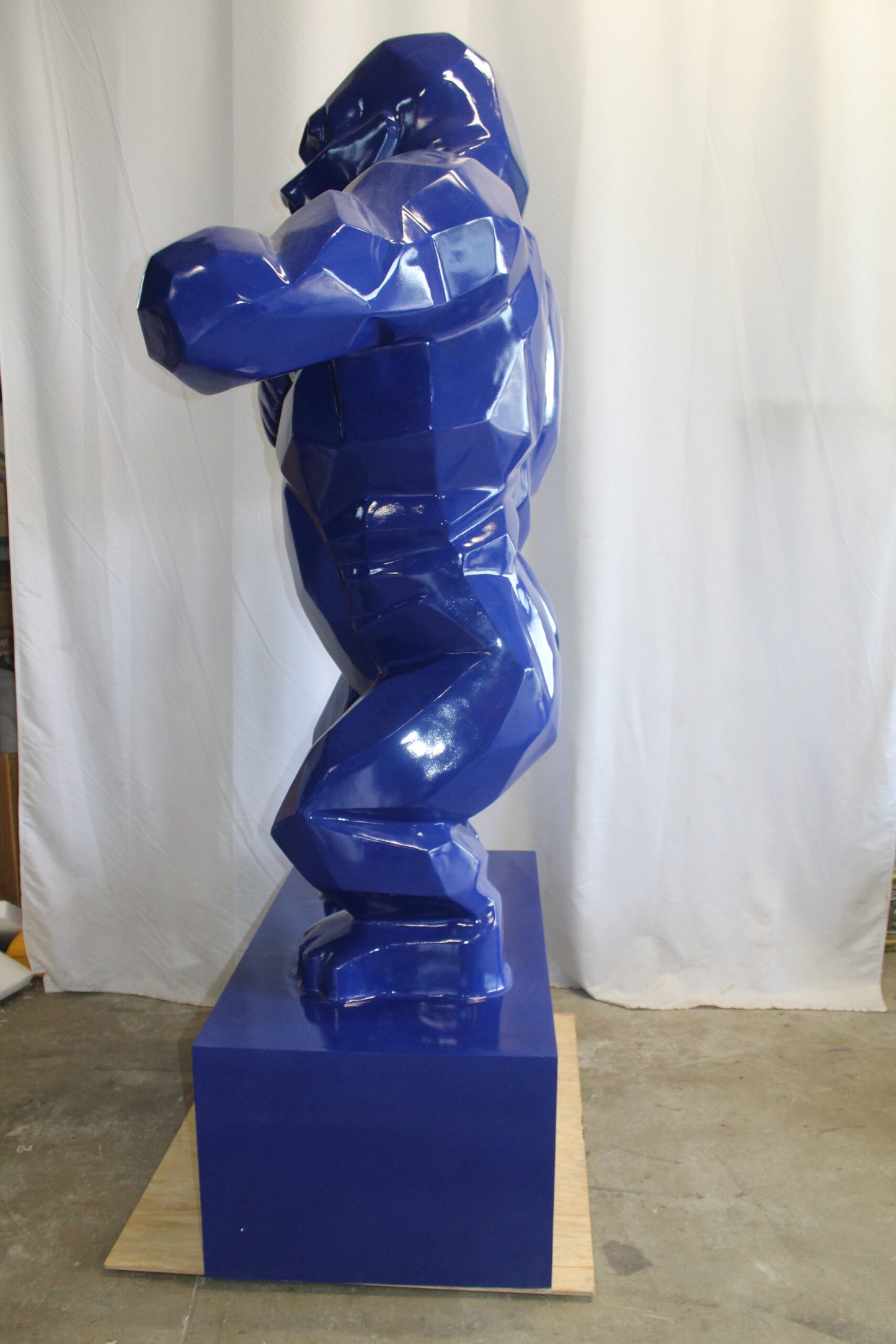 Iconic King Kong Resin Blue Giant Statue in Blue on Base 60" x 27" x 89"H