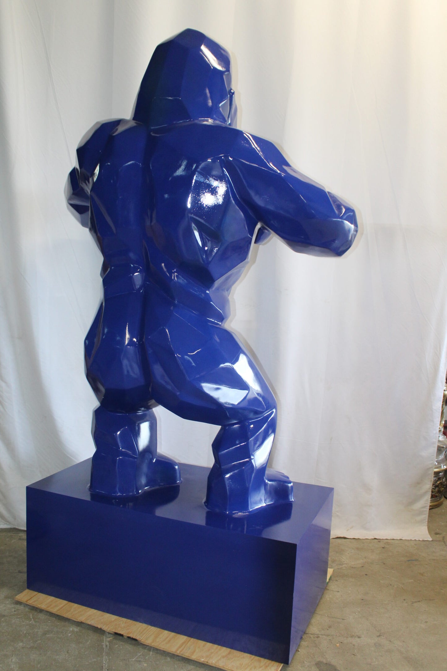 Iconic King Kong Resin Blue Giant Statue in Blue on Base 60" x 27" x 89"H