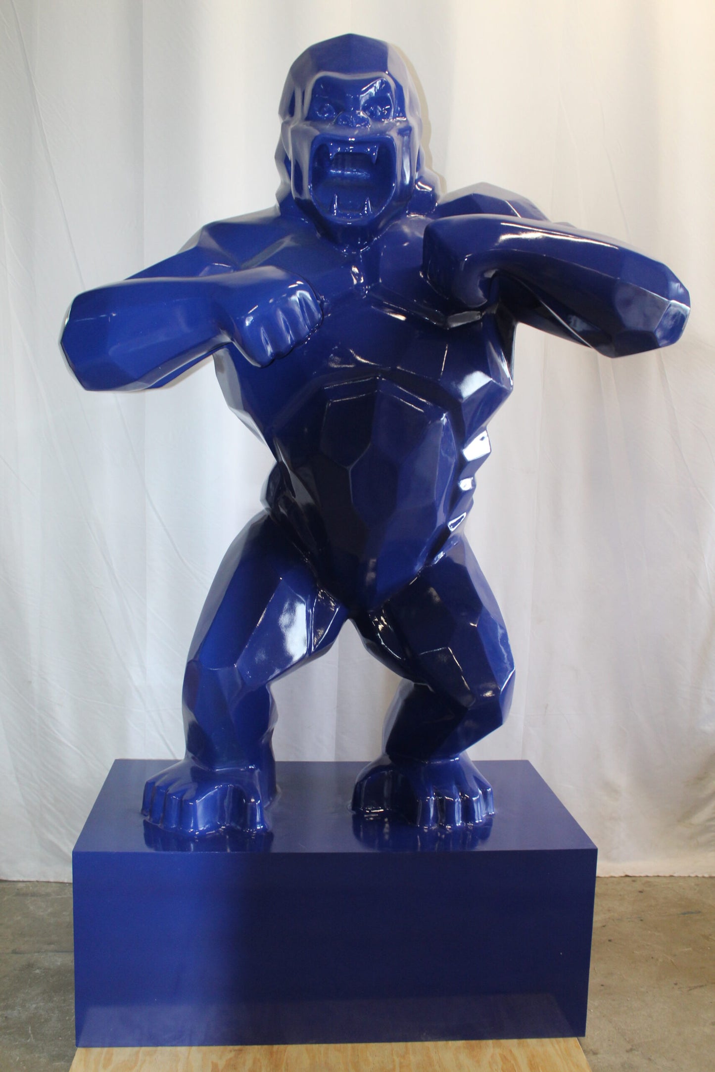 Iconic King Kong Resin Blue Giant Statue in Blue on Base 60" x 27" x 89"H