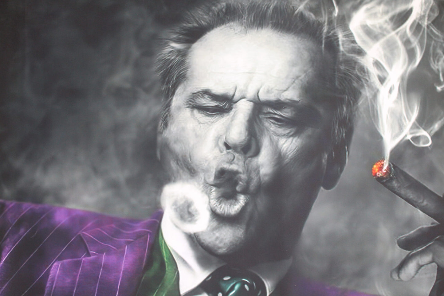 Jack Nicholson Cigar Rings Giant Canvas Painting Print Unstretched, 53"x44"