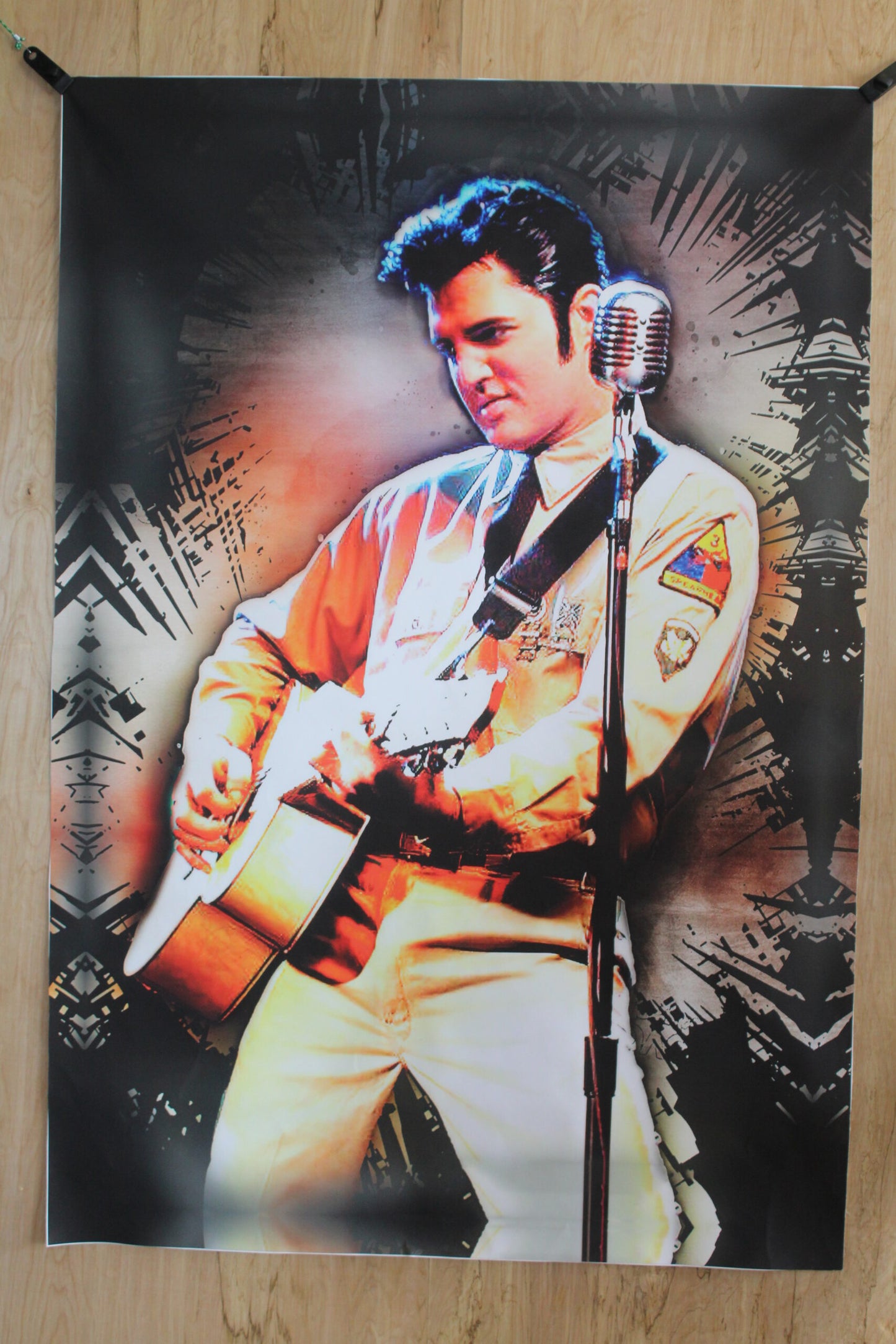 Elvis Presley Playing Guitar, A Giant Unstretched Canvas Wall Art, 44"x64"