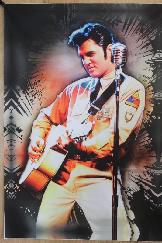 Elvis Presley Playing Guitar, A Giant Unstretched Canvas Wall Art, 44"x64"