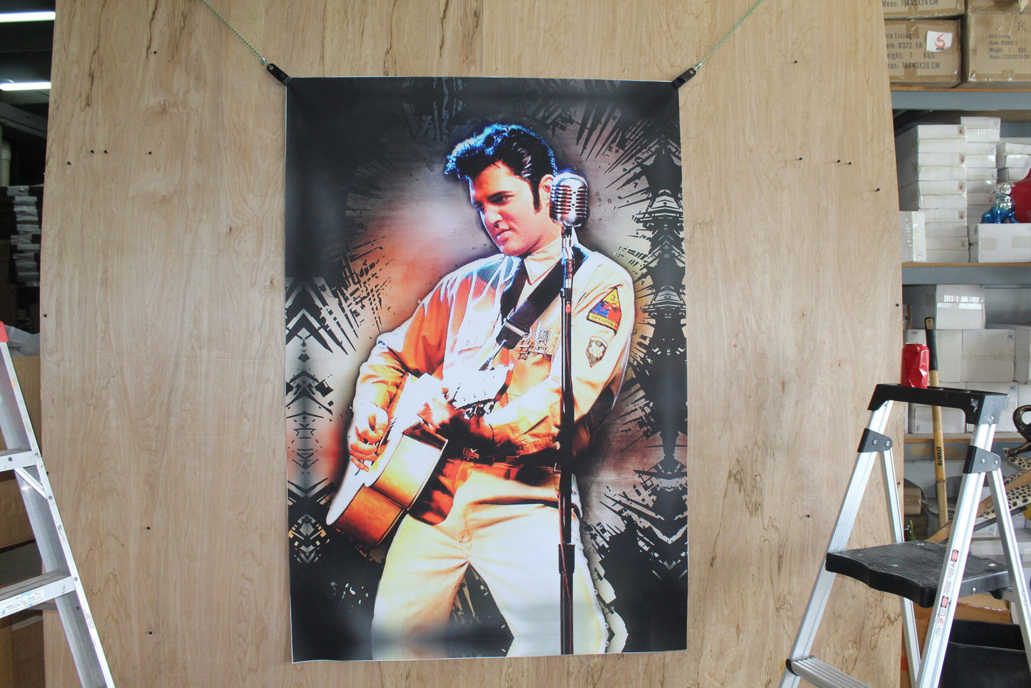 Elvis Presley Playing Guitar, A Giant Unstretched Canvas Wall Art, 44"x64"