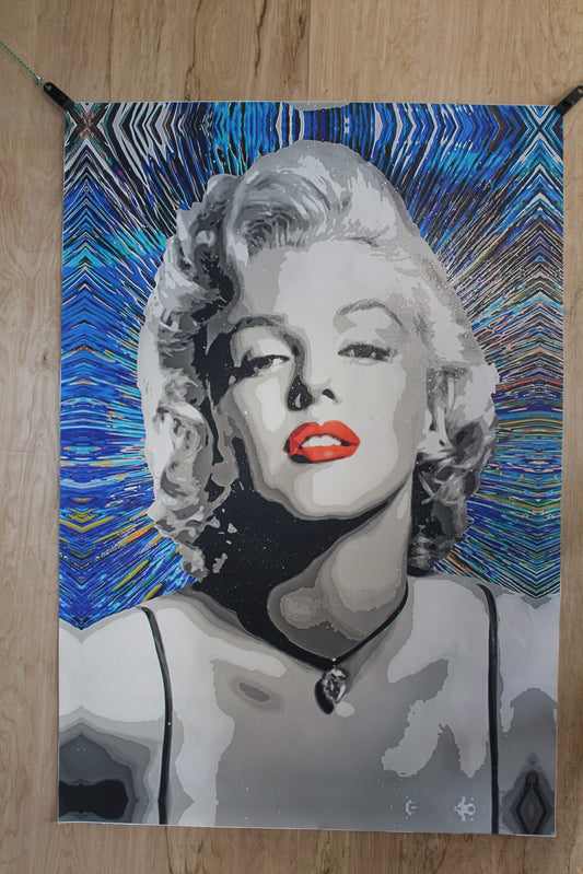Giant Unstretched Canvas of Marilyn Monroe Pop Art, 63"x44"