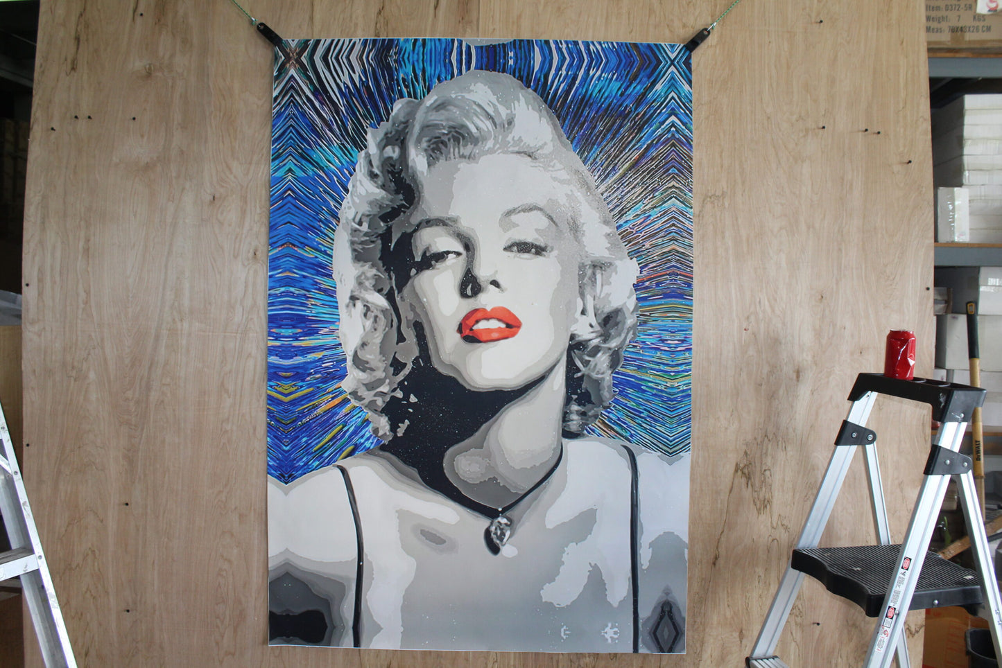 Giant Unstretched Canvas of Marilyn Monroe Pop Art, 63"x44"