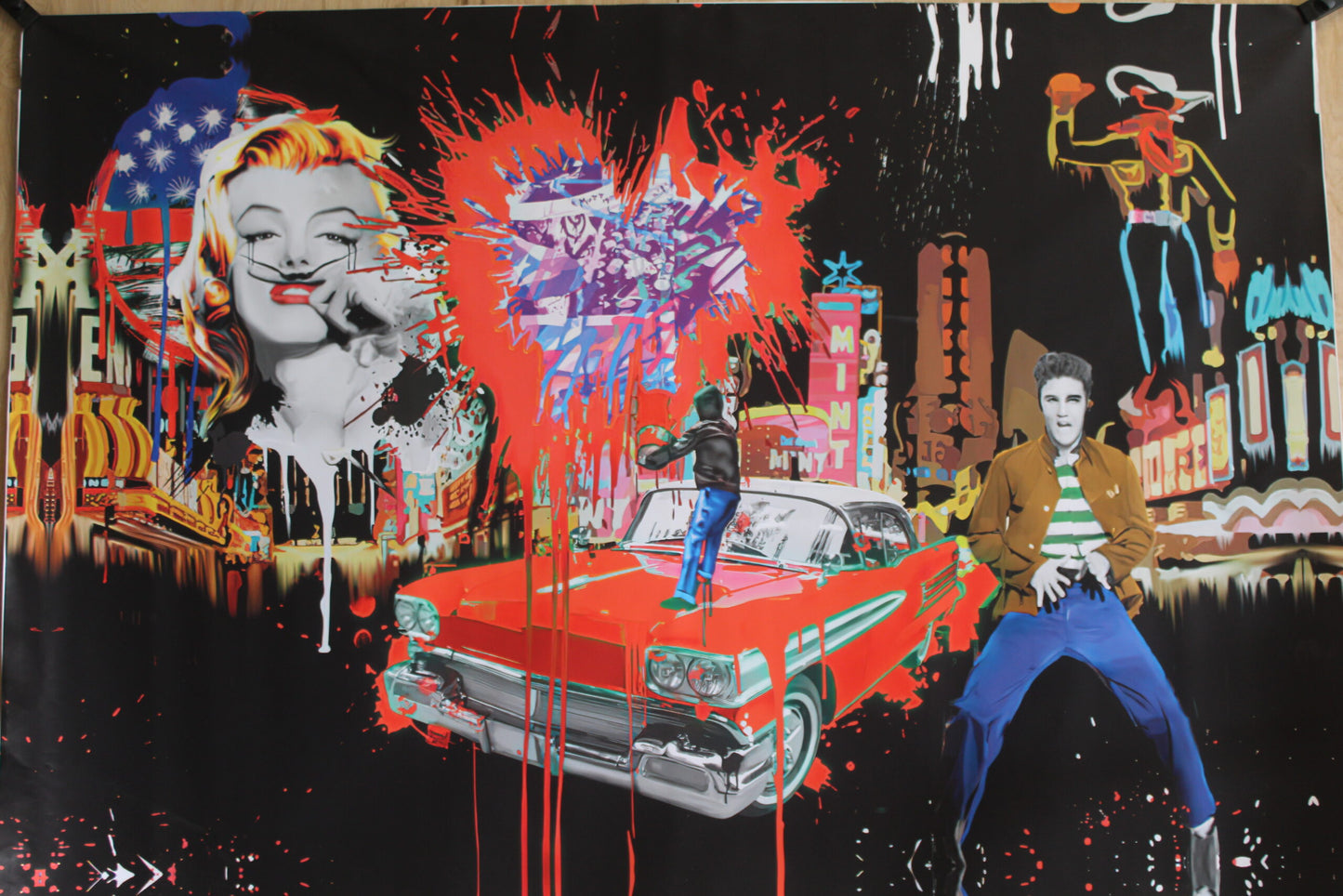 Elvis with a splash a Marc Rudinsky Replica, a Giant Unstretched Canvas, 64"x44"