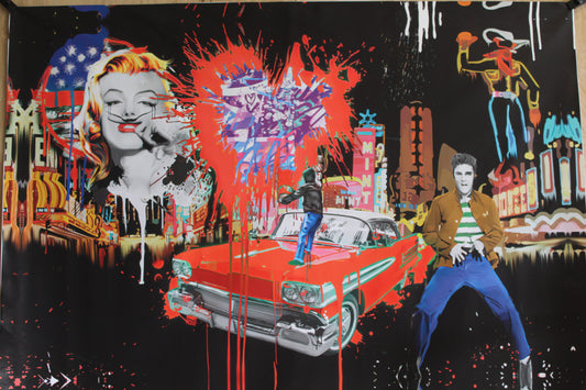 Elvis with a splash a Marc Rudinsky Replica, a Giant Unstretched Canvas, 64"x44"