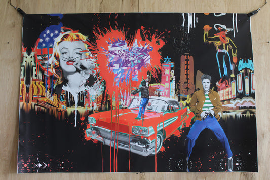 Elvis with a splash a Marc Rudinsky Replica, a Giant Unstretched Canvas, 64"x44"