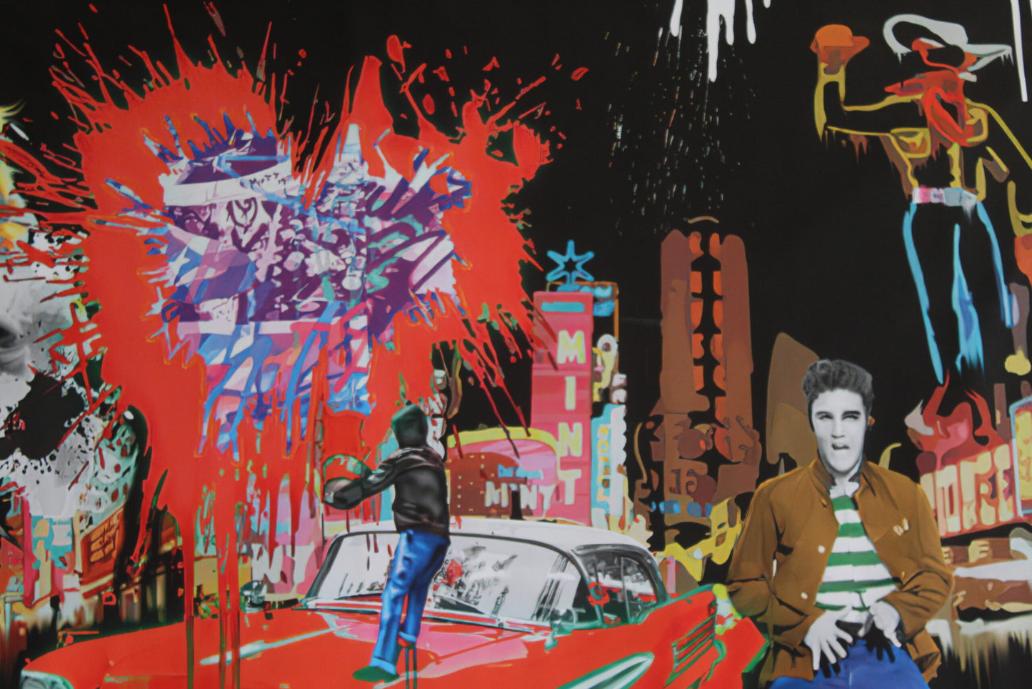 Elvis with a splash a Marc Rudinsky Replica, a Giant Unstretched Canvas, 64"x44"