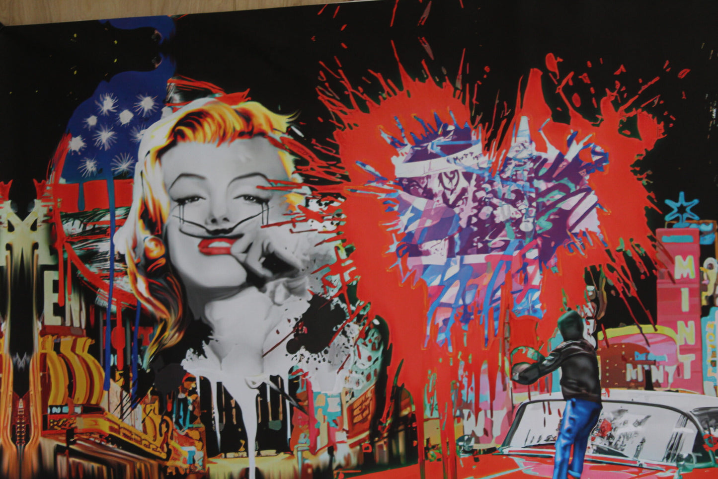 Elvis with a splash a Marc Rudinsky Replica, a Giant Unstretched Canvas, 64"x44"