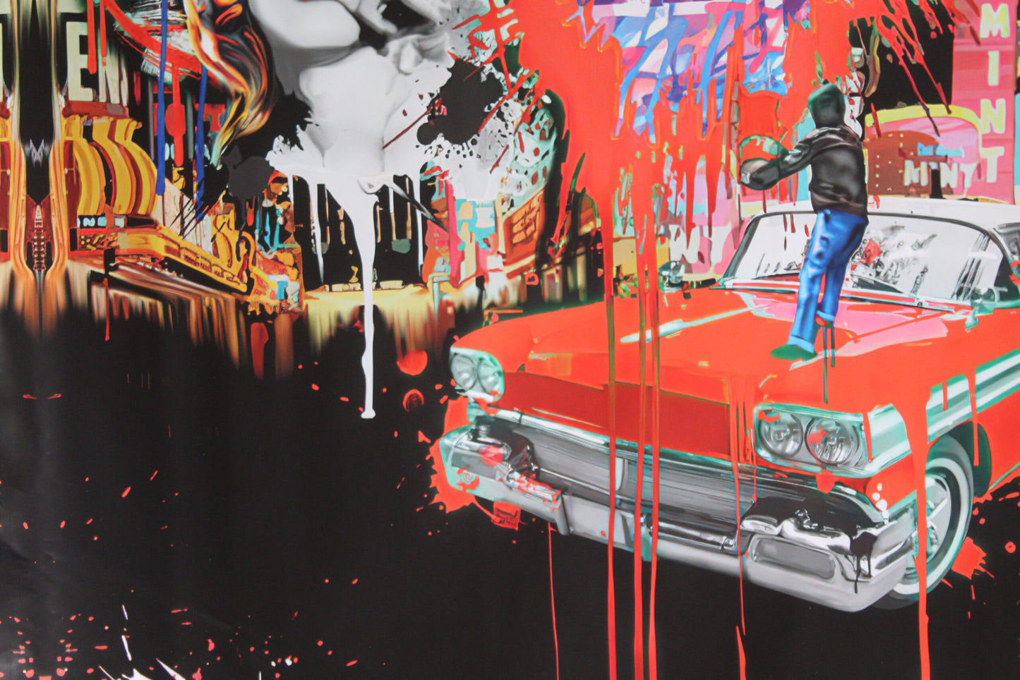 Elvis with a splash a Marc Rudinsky Replica, a Giant Unstretched Canvas, 64"x44"