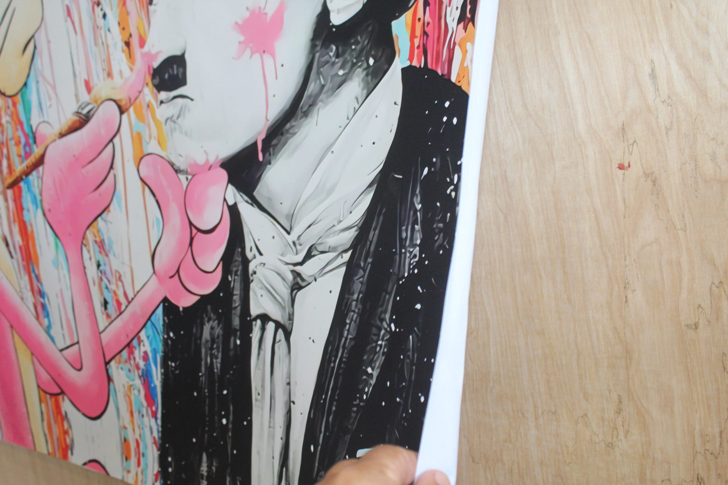Pink Panther and Charli Chaplin Pop Art Giant size Unstretched Painting, 64"x44"