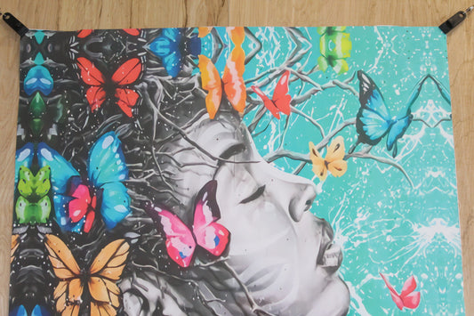 Butterfly Girl, a Giant Unstretched Painting on Canvas, 44"x64"