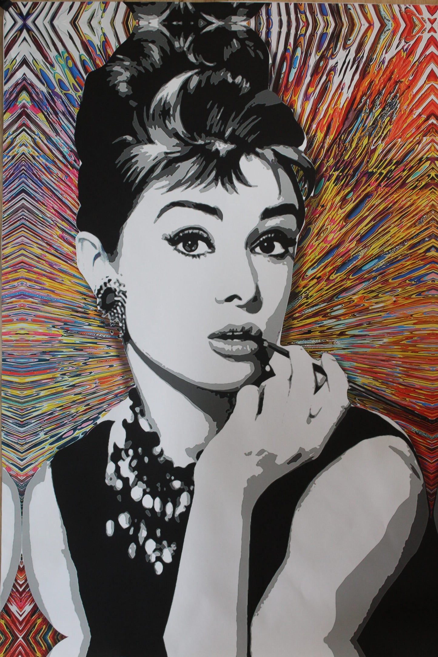 Audrey Hepburn Pop Art Unstretched Painting an Oliver Neilson Replica, 44"x64"
