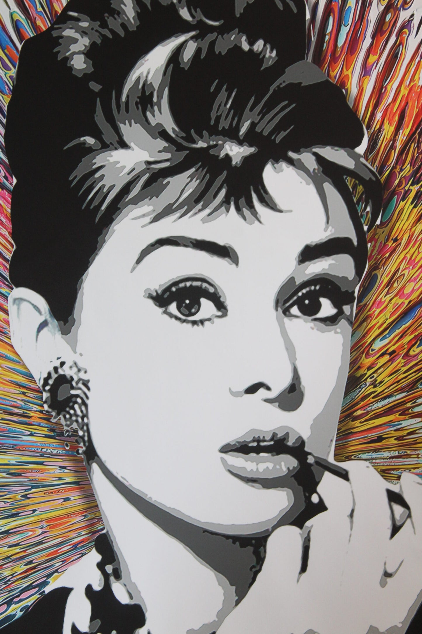 Audrey Hepburn Pop Art Unstretched Painting an Oliver Neilson Replica, 44"x64"