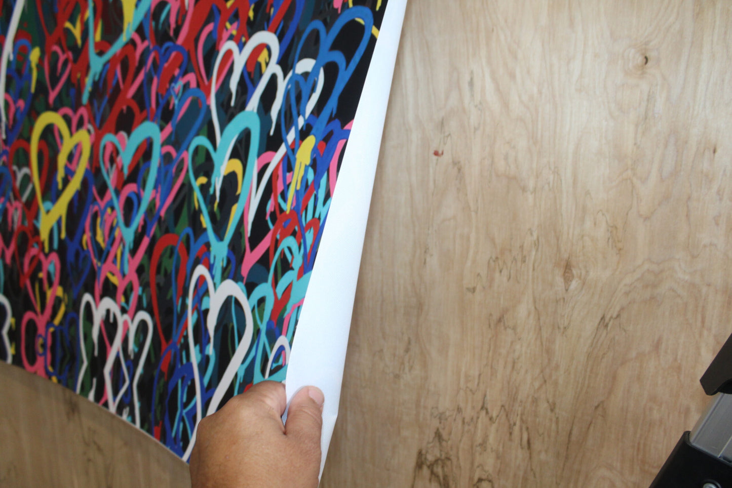 Graffiti Hearts Love, A giant Pop Art Unstretched Painting on Canvas, 64"x44"