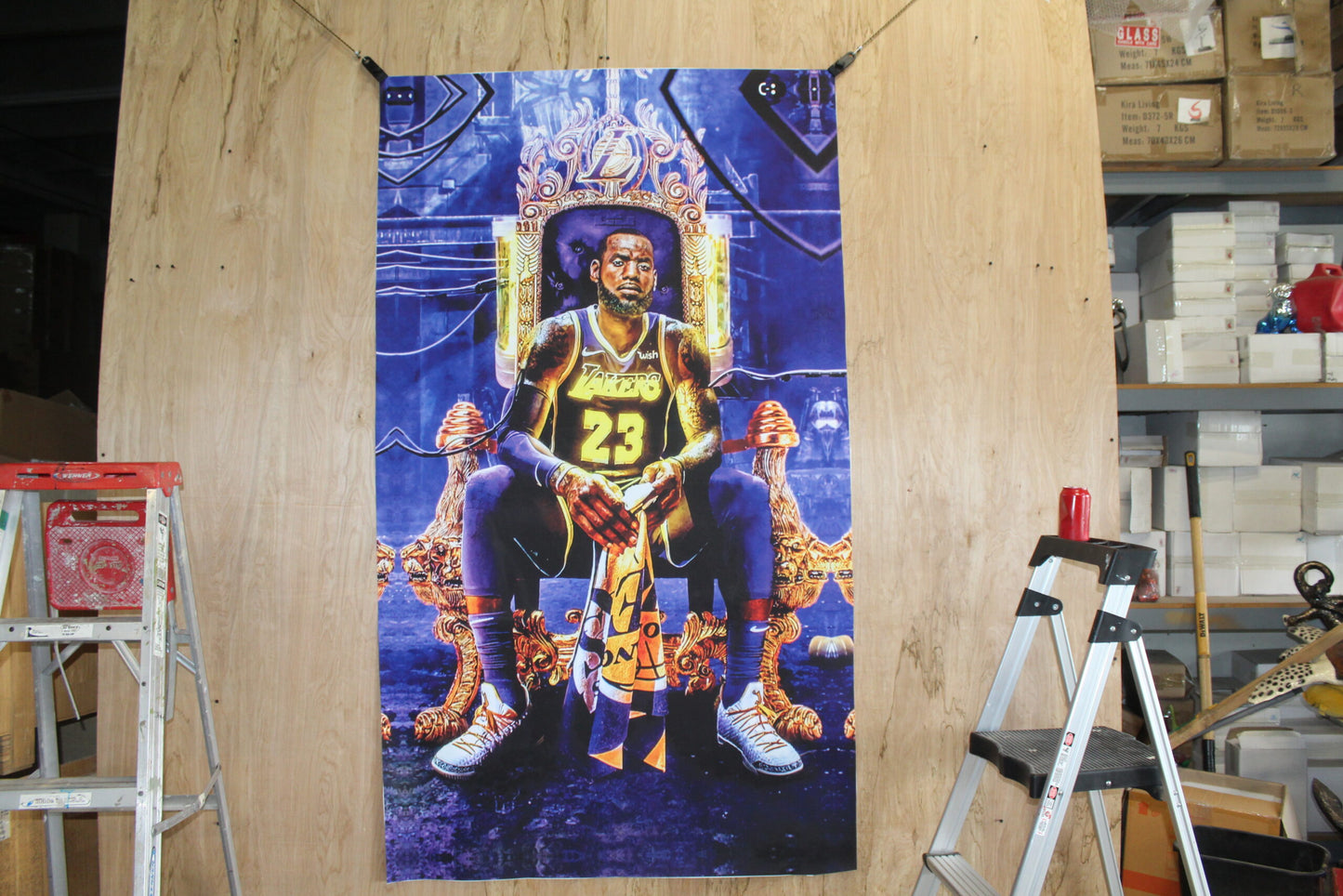 King LeBron James Lakers on a Giant Unstretched Canvas, 44"x76"
