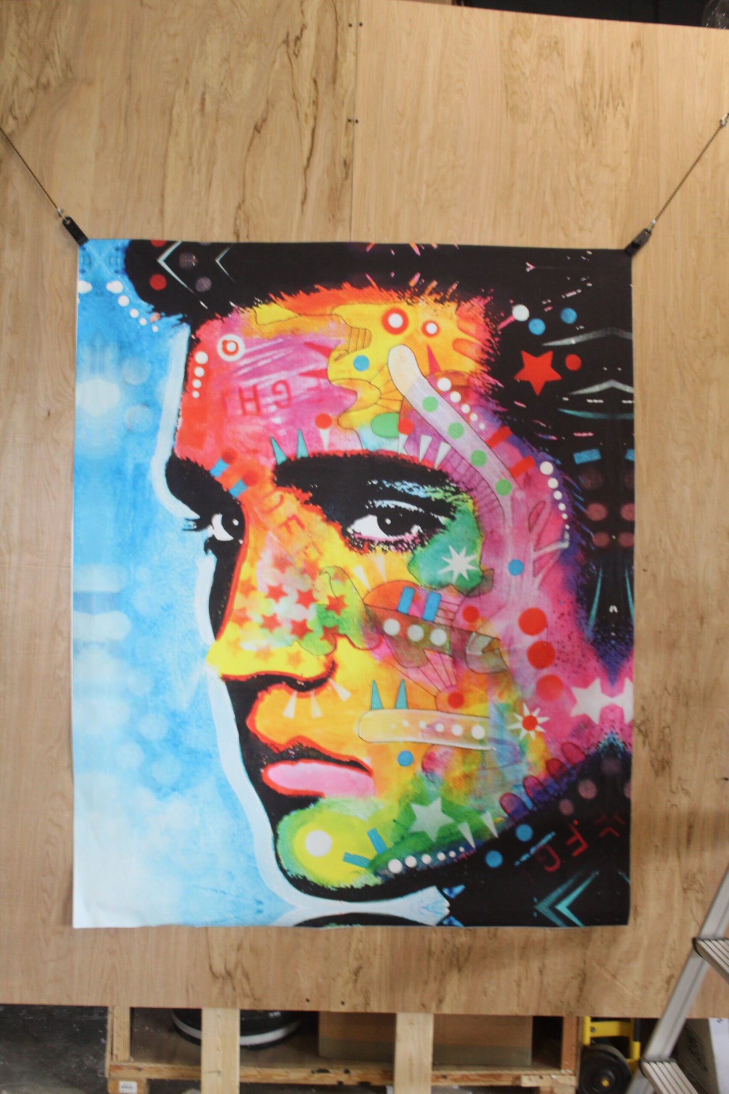 King Elvis Presley , A Dean Russo Replica, of Giant Unstretched Canvas, 52"x64"