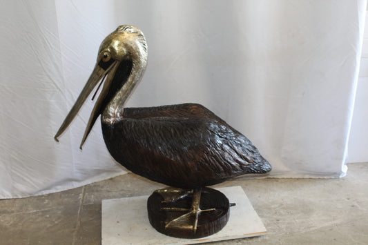 Lifesize Bronze Pelican Fountain Mounted on a Base 44" x 20" x 42"H