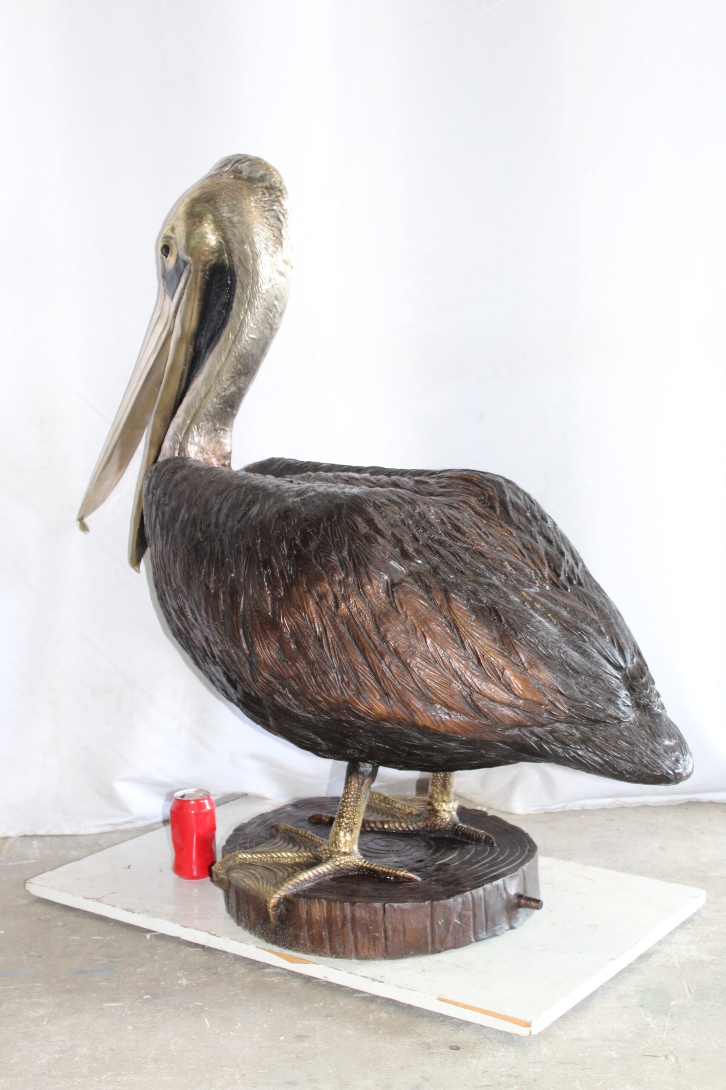 Lifesize Bronze Pelican Fountain Mounted on a Base 44" x 20" x 42"H