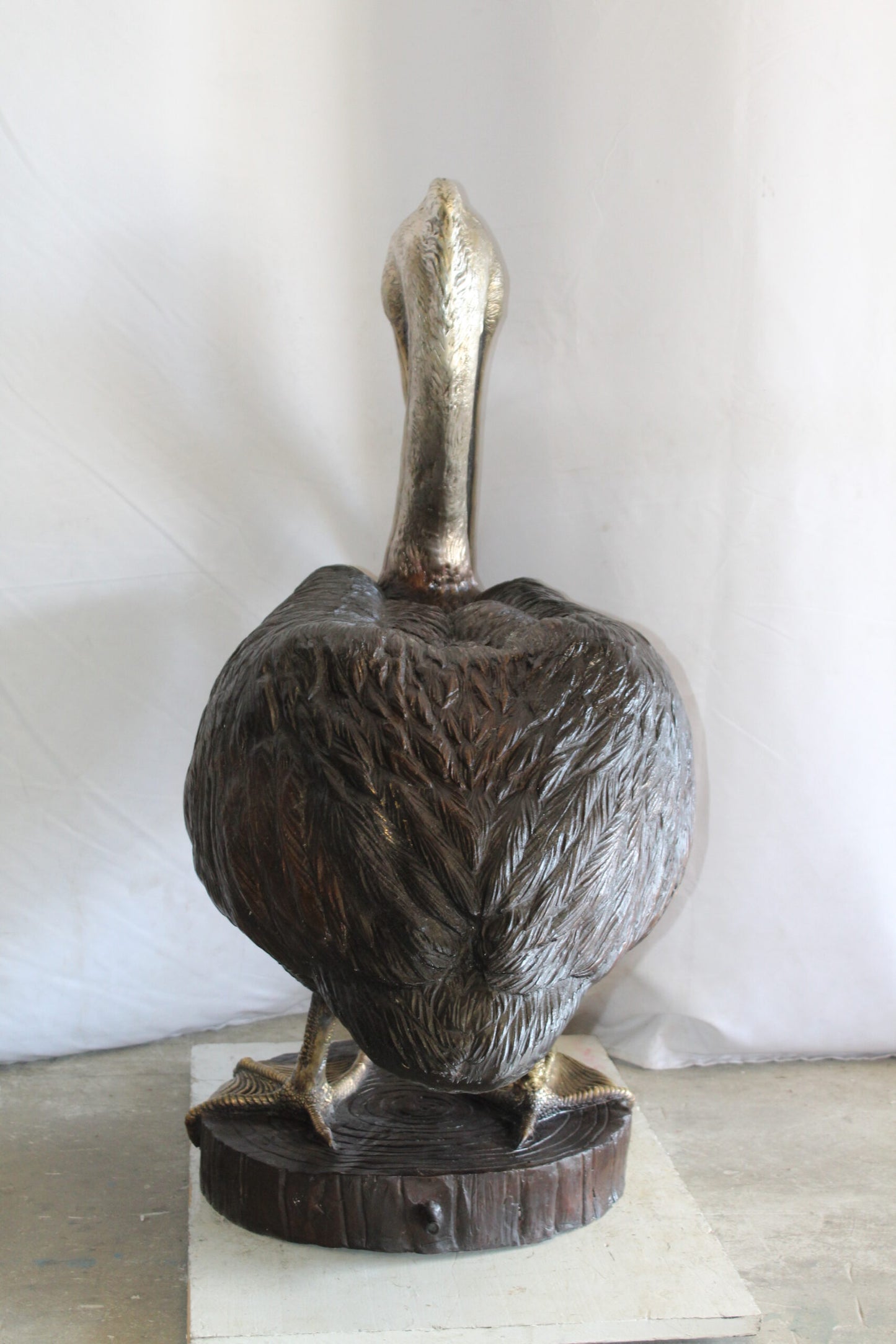 Lifesize Bronze Pelican Fountain Mounted on a Base 44" x 20" x 42"H