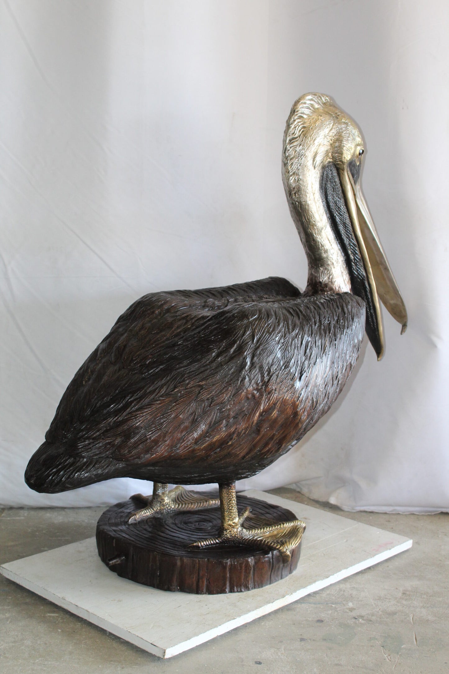 Lifesize Bronze Pelican Fountain Mounted on a Base 44" x 20" x 42"H
