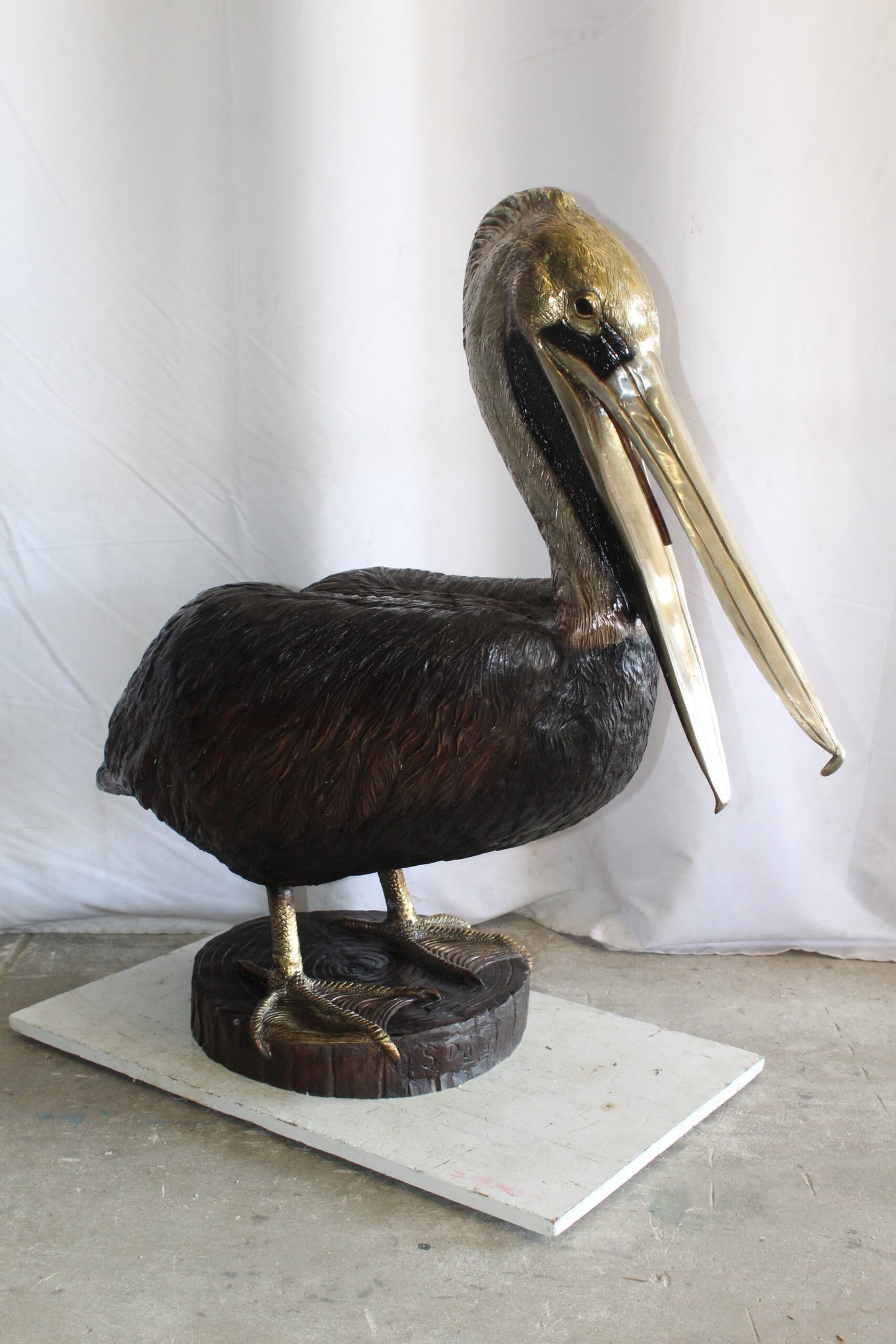 Lifesize Bronze Pelican Fountain Mounted on a Base 44" x 20" x 42"H