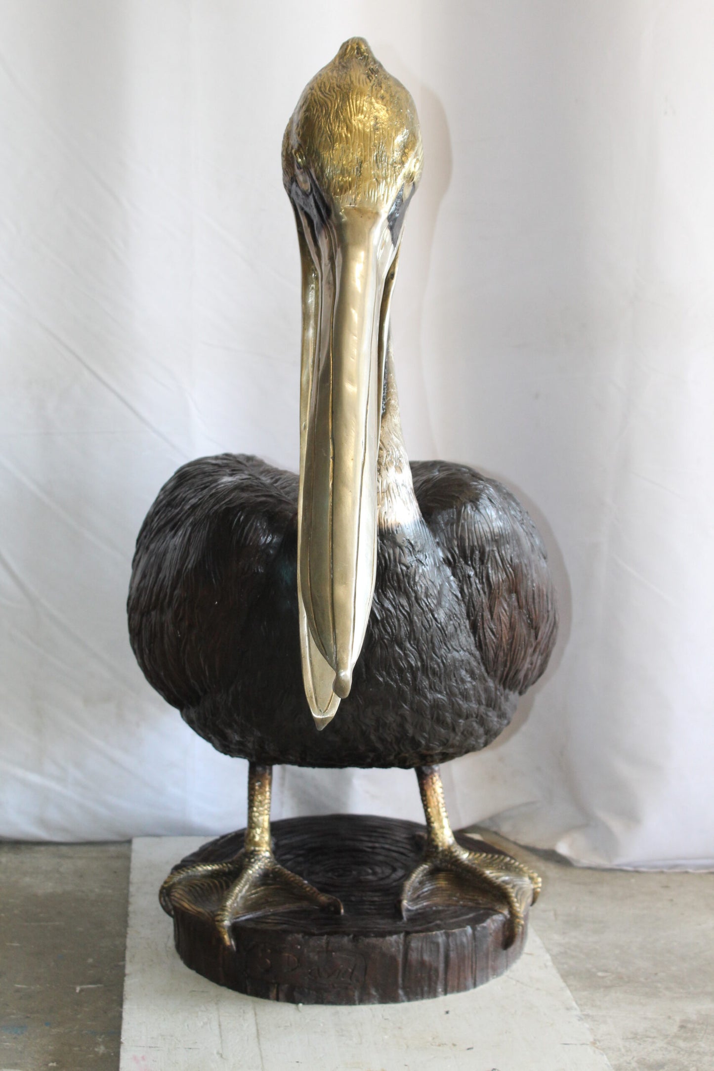 Lifesize Bronze Pelican Fountain Mounted on a Base 44" x 20" x 42"H