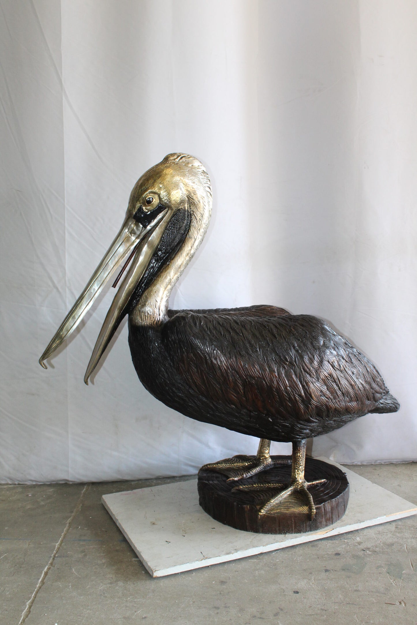 Lifesize Bronze Pelican Fountain Mounted on a Base 44" x 20" x 42"H