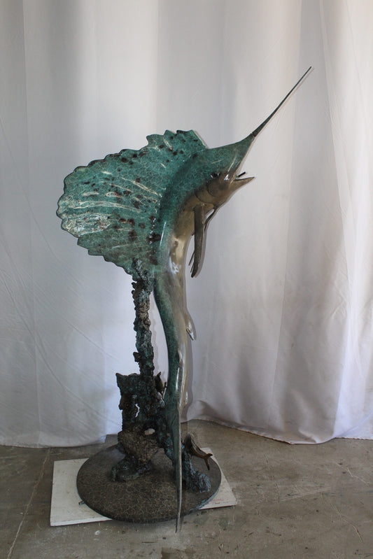 Lifesize Bronze Sailfish Bronze Statue Capturing Ocean Majesty 55" x 43" x 78"H