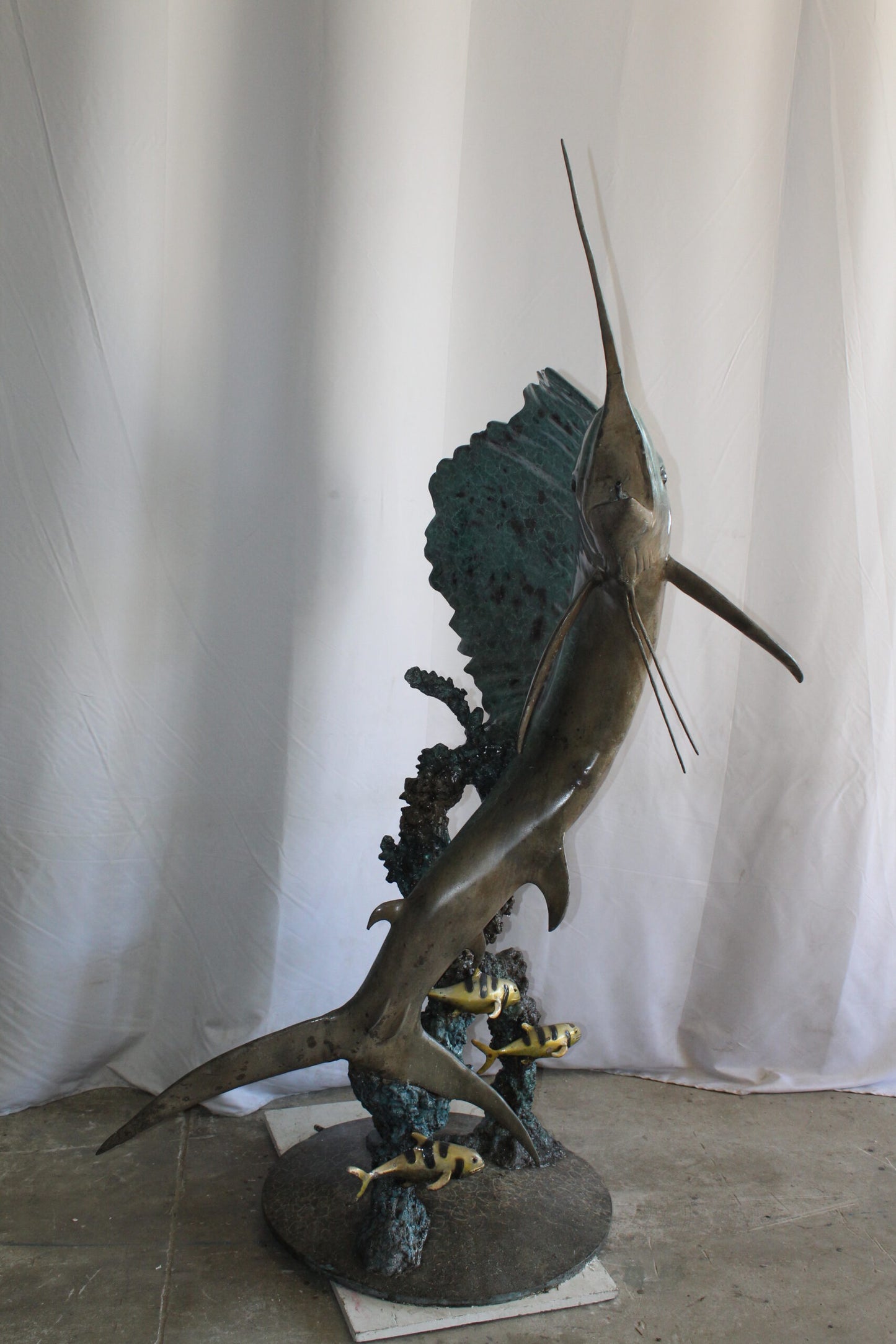 Lifesize Bronze Sailfish Bronze Statue Capturing Ocean Majesty 55" x 43" x 78"H