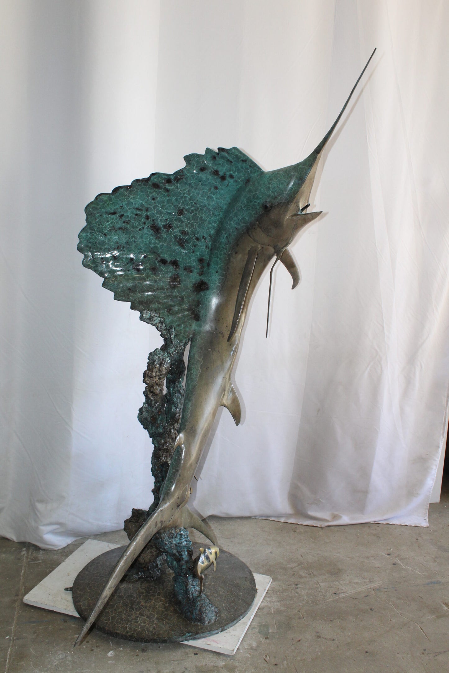 Lifesize Bronze Sailfish Bronze Statue Capturing Ocean Majesty 55" x 43" x 78"H