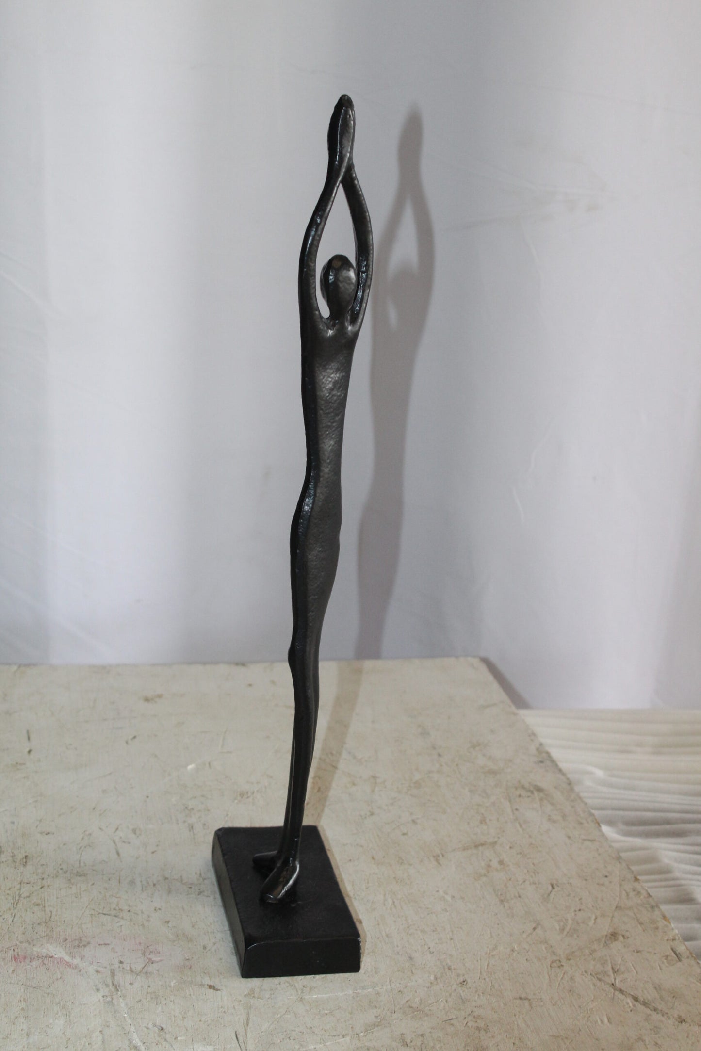 Black Aluminum Yoga Girl Statue Serenity in Tree Top Pose 6" x 3" x 20"H