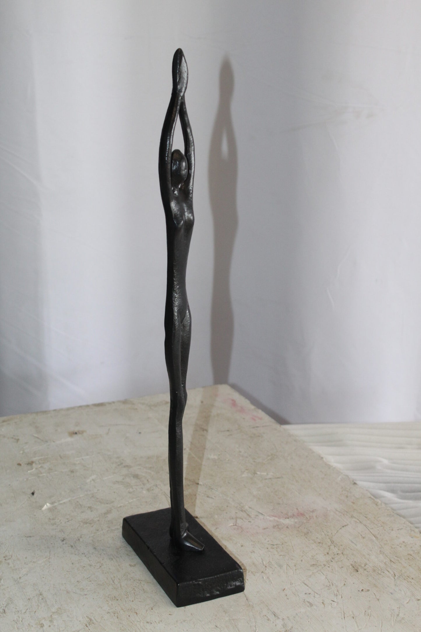 Black Aluminum Yoga Girl Statue Serenity in Tree Top Pose 6" x 3" x 20"H