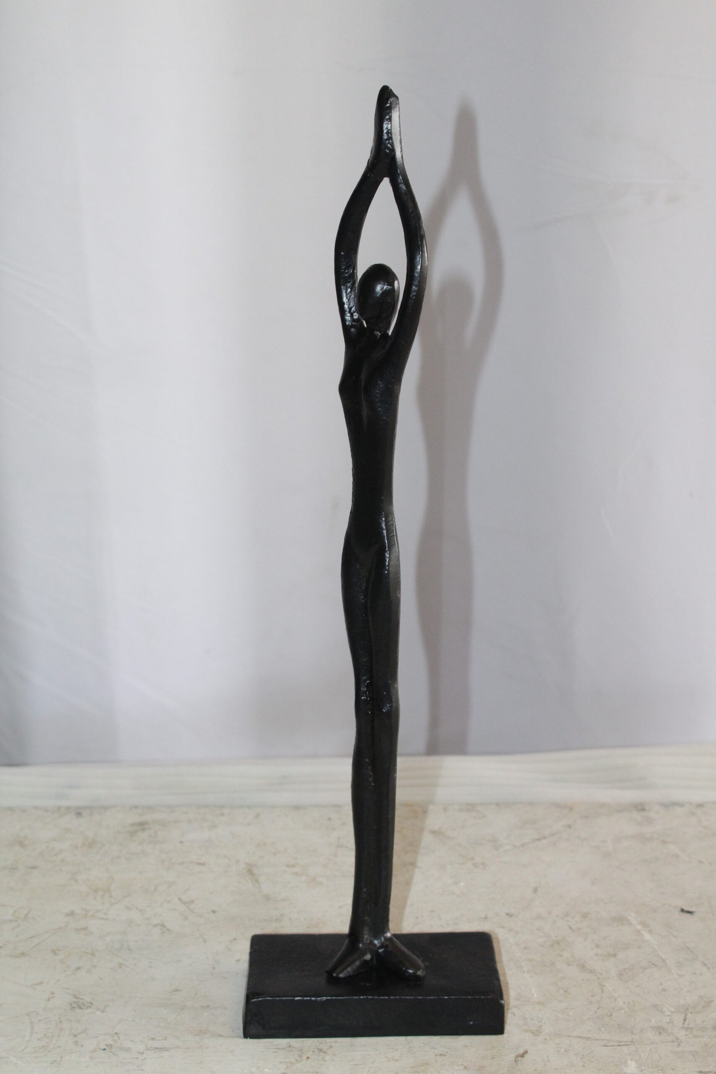 Black Aluminum Yoga Girl Statue Serenity in Tree Top Pose 6" x 3" x 20"H
