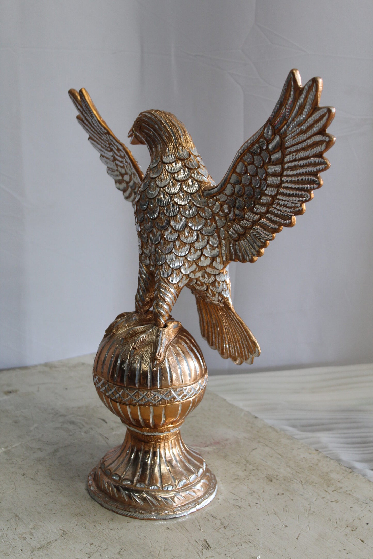 Golden Touched Aluminum Eagle Statue Majestic Home Accent 18" x 7" x 19"H