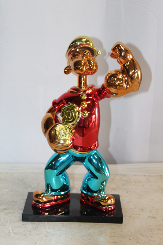 Vibrant Popeye with Red Shirt Resin Statue, Accent for Home Decor 6 x 13" x 17"H