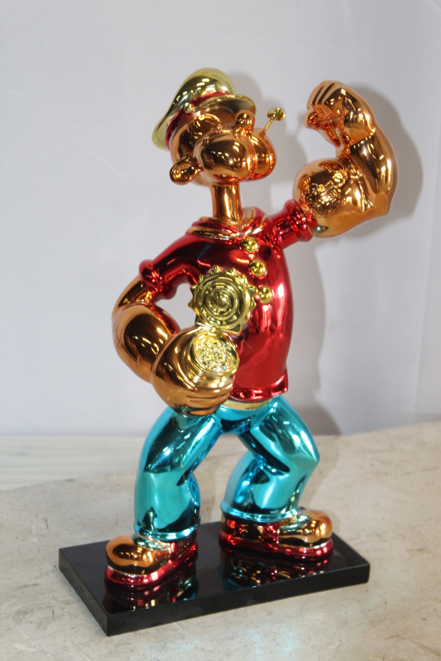 Vibrant Popeye with Red Shirt Resin Statue, Accent for Home Decor 6 x 13" x 17"H