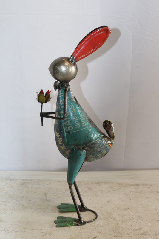 Graceful Thin Metal Bunny Statue, a Whimsical Decor Delight 7" x 4" x 18"H