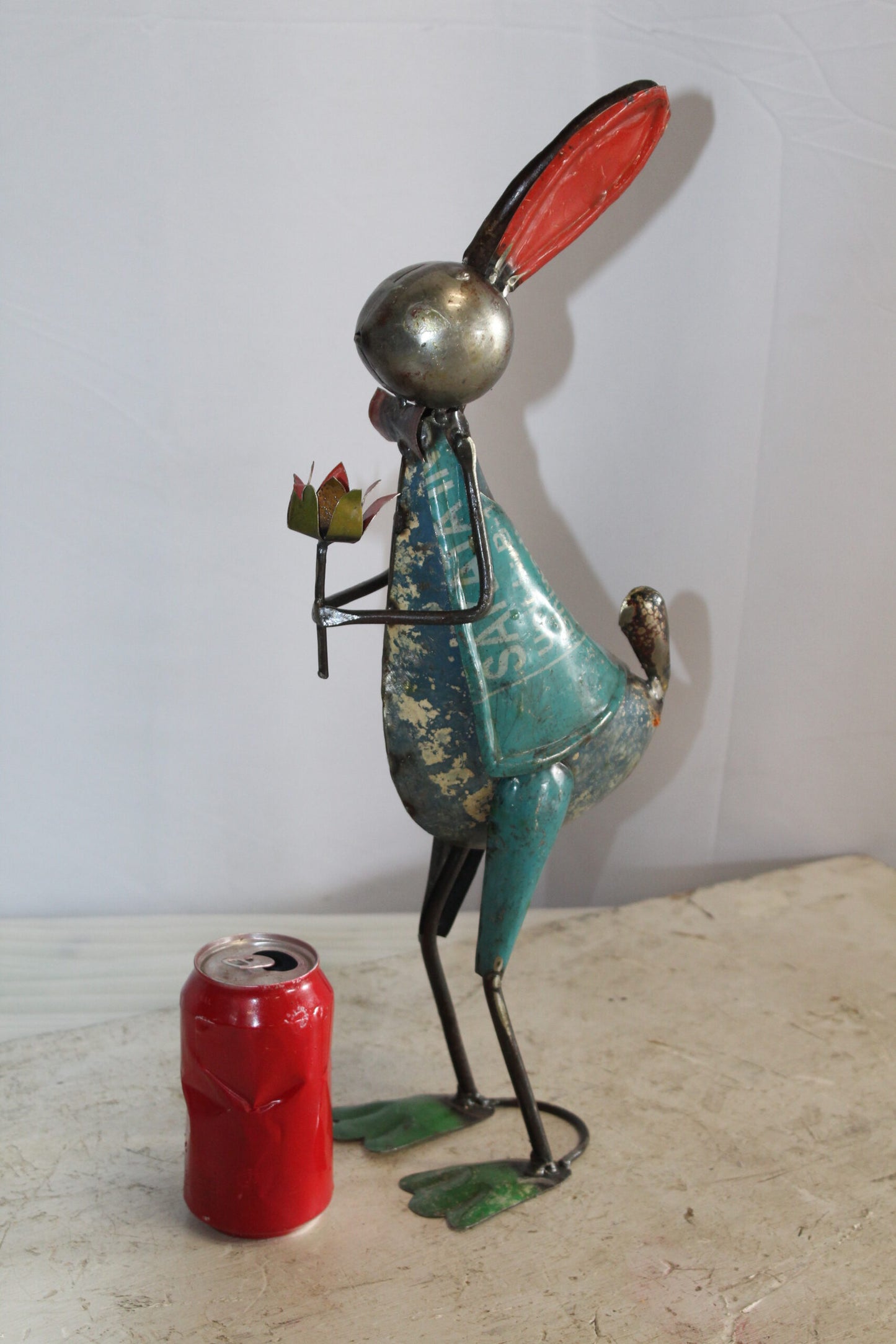Graceful Thin Metal Bunny Statue, a Whimsical Decor Delight 7" x 4" x 18"H