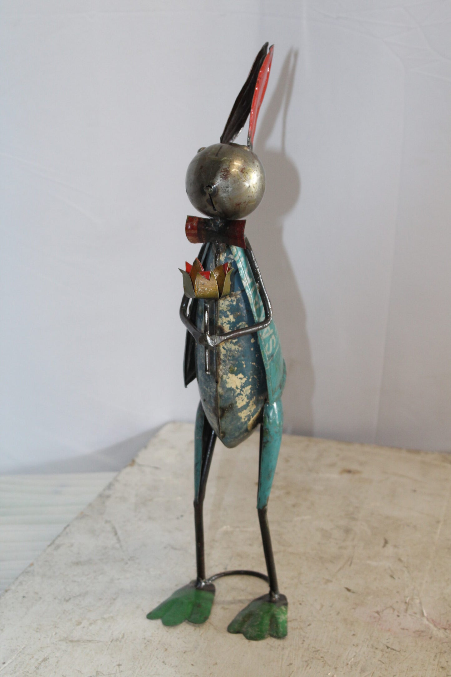 Graceful Thin Metal Bunny Statue, a Whimsical Decor Delight 7" x 4" x 18"H