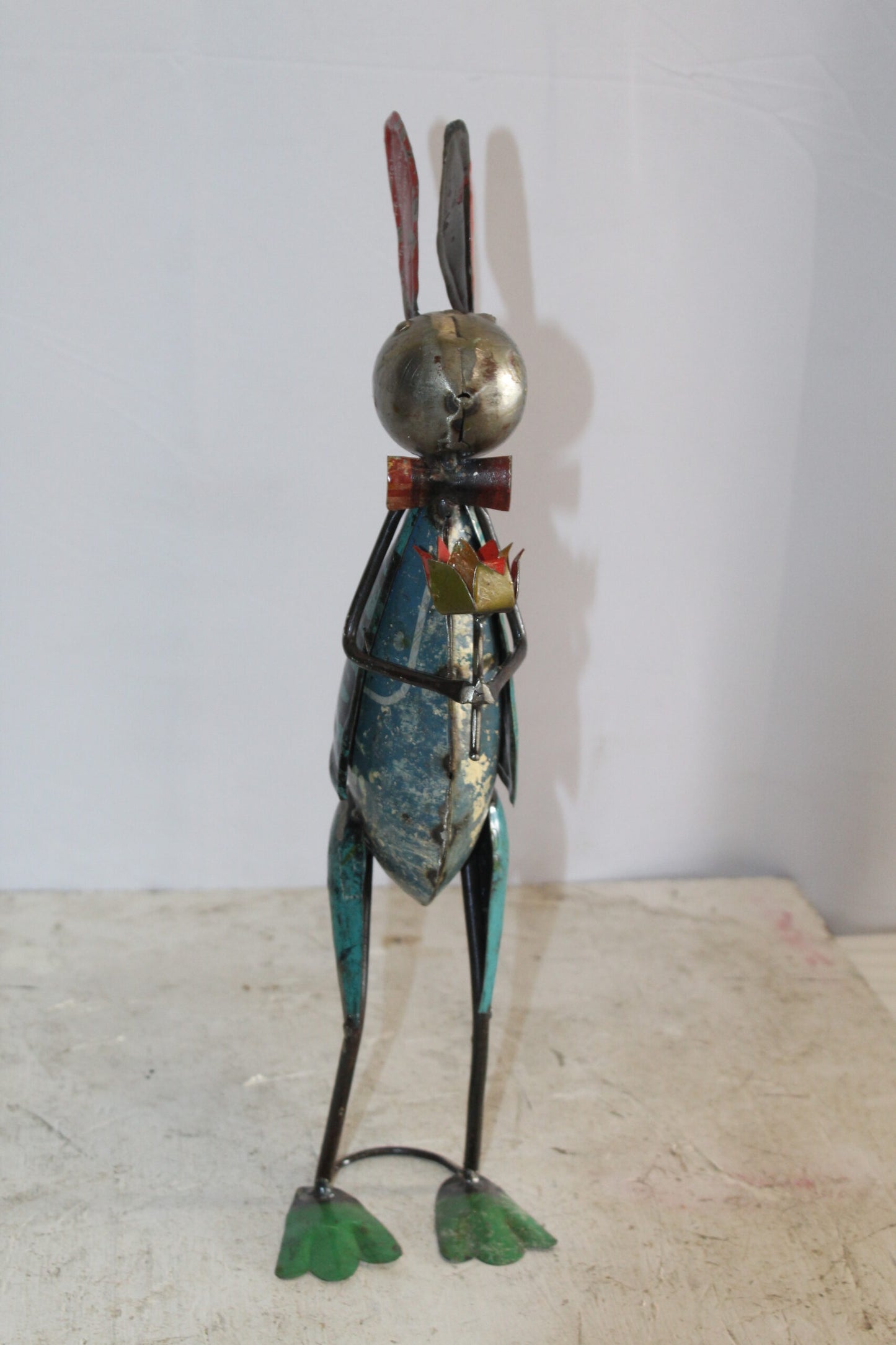 Graceful Thin Metal Bunny Statue, a Whimsical Decor Delight 7" x 4" x 18"H