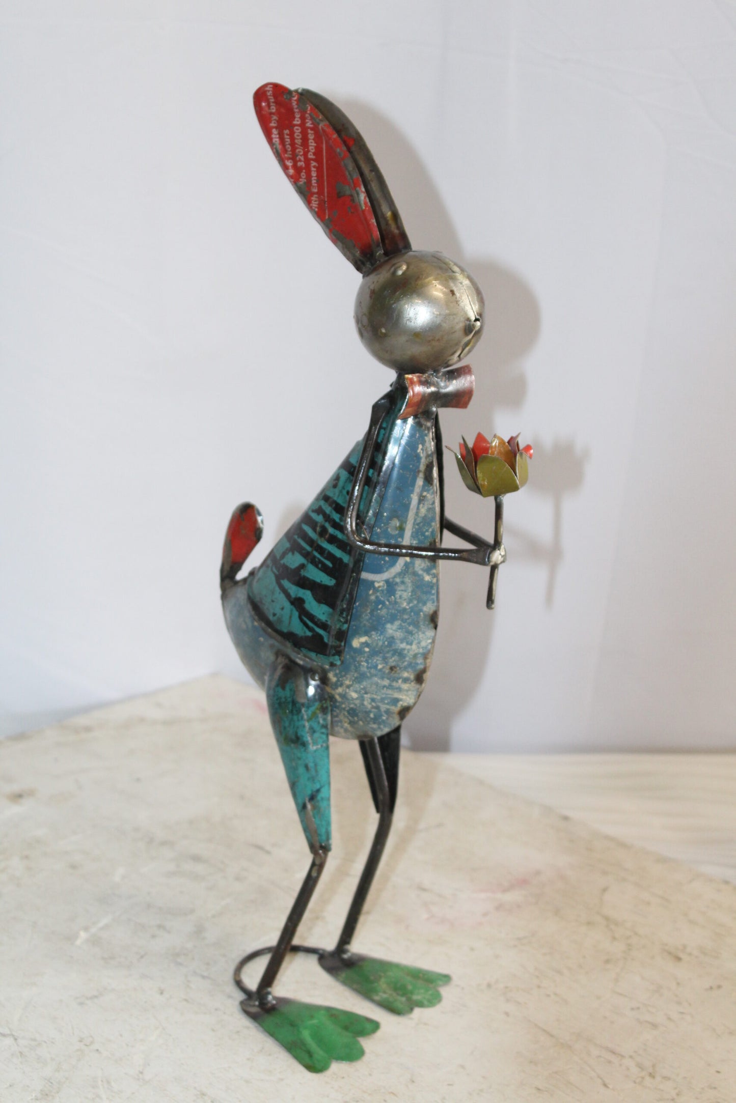 Graceful Thin Metal Bunny Statue, a Whimsical Decor Delight 7" x 4" x 18"H