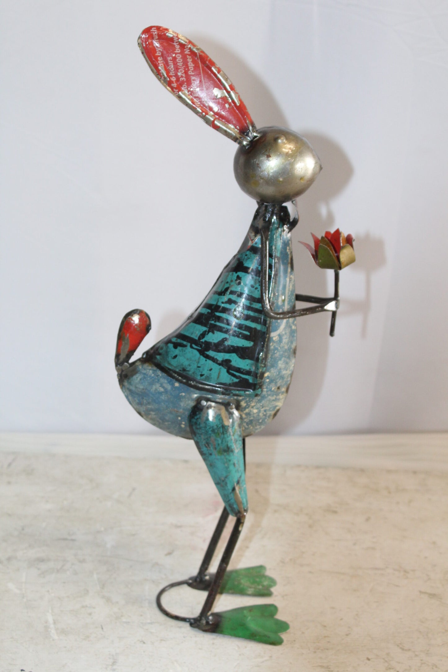 Graceful Thin Metal Bunny Statue, a Whimsical Decor Delight 7" x 4" x 18"H