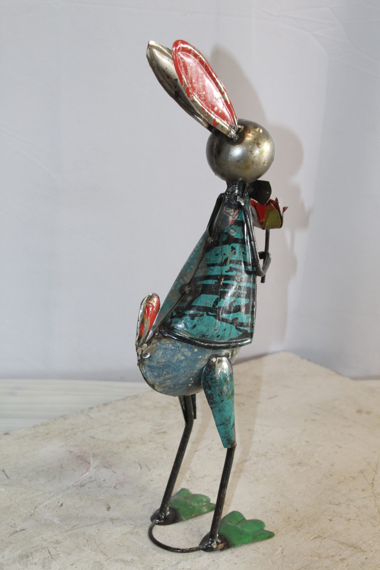 Graceful Thin Metal Bunny Statue, a Whimsical Decor Delight 7" x 4" x 18"H