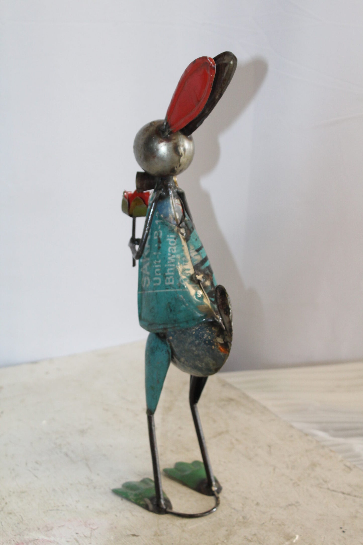Graceful Thin Metal Bunny Statue, a Whimsical Decor Delight 7" x 4" x 18"H