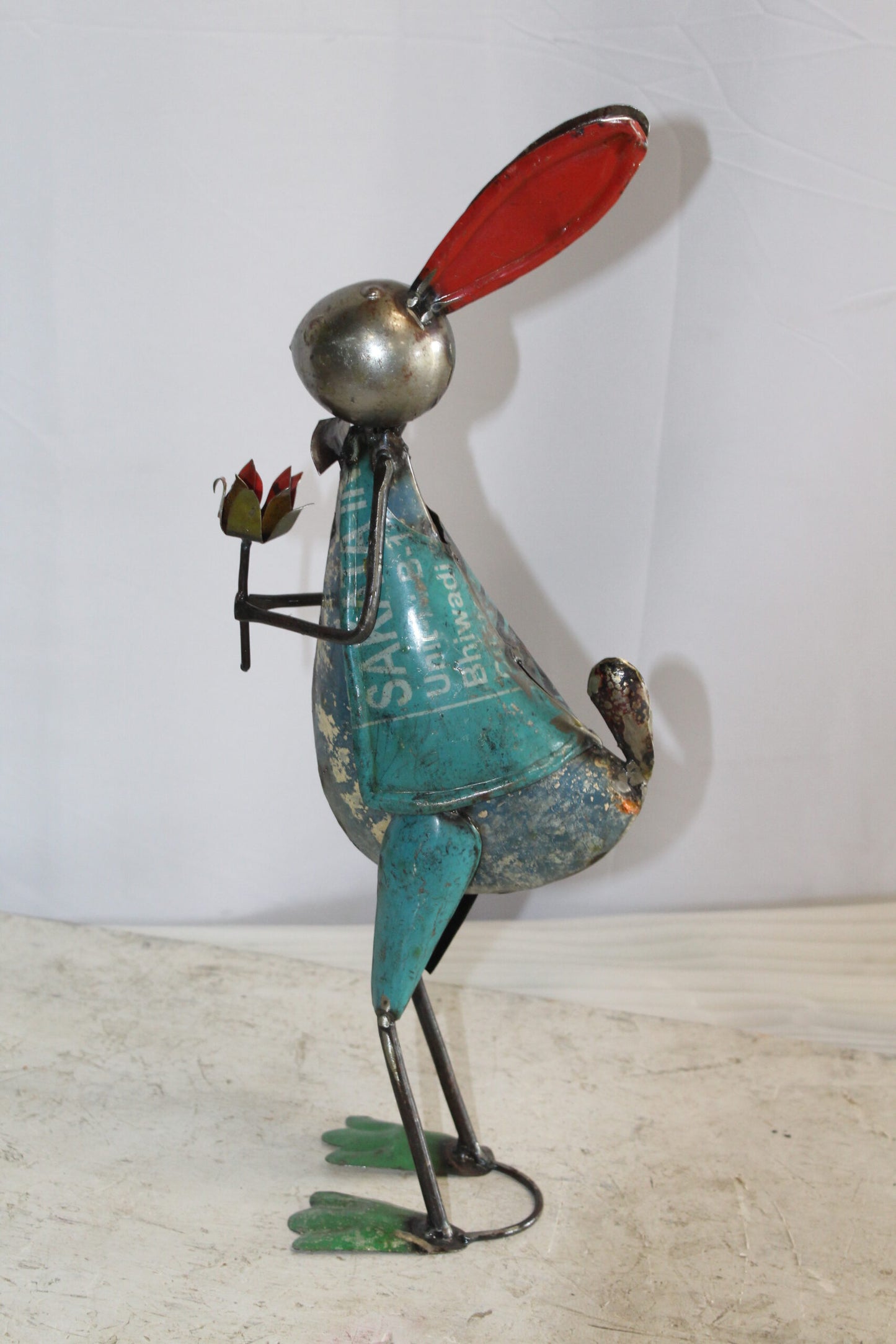 Graceful Thin Metal Bunny Statue, a Whimsical Decor Delight 7" x 4" x 18"H
