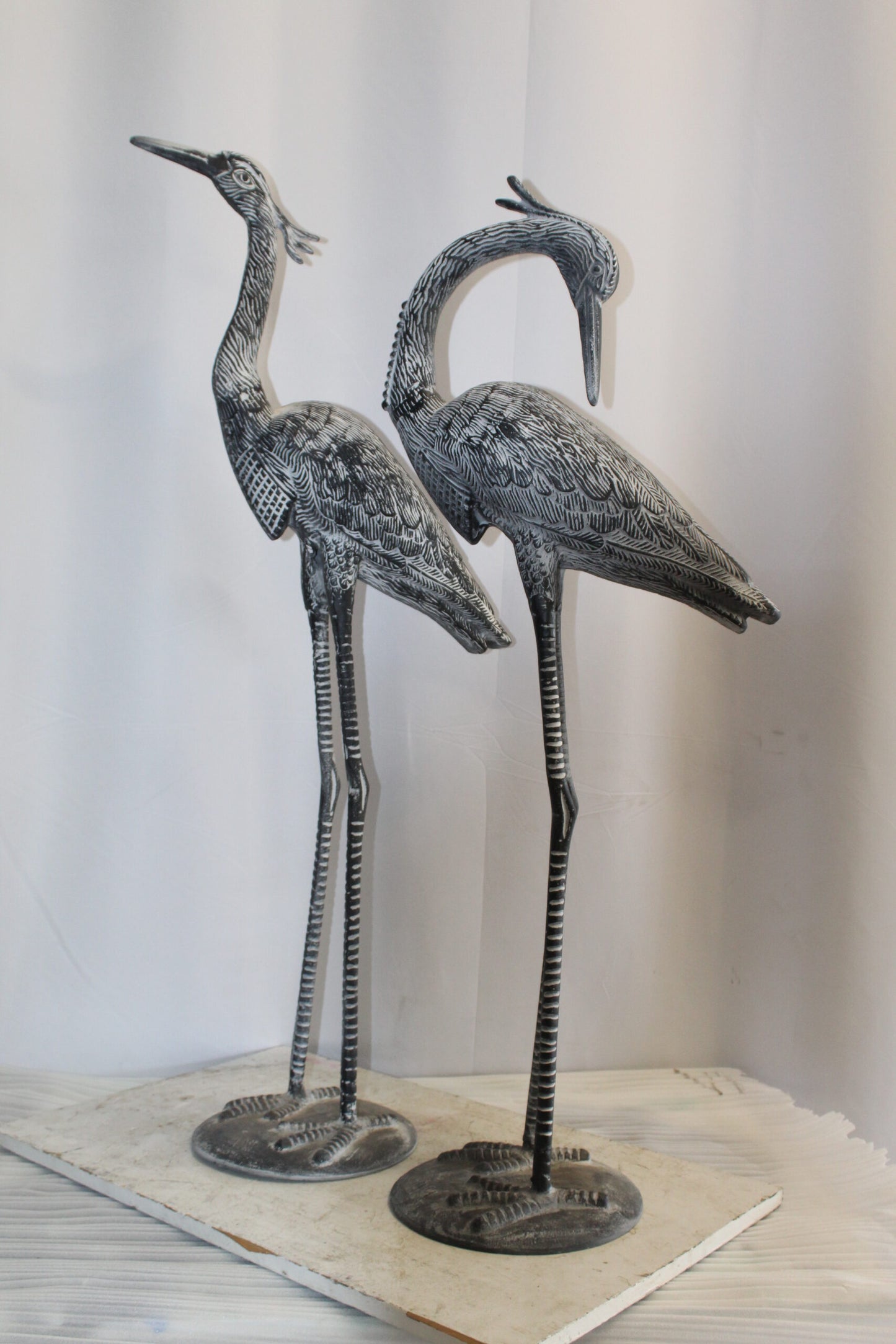 Aluminum Pair of Decorative Cranes, an Elegant Home Accent 26" x 11" x 48"H